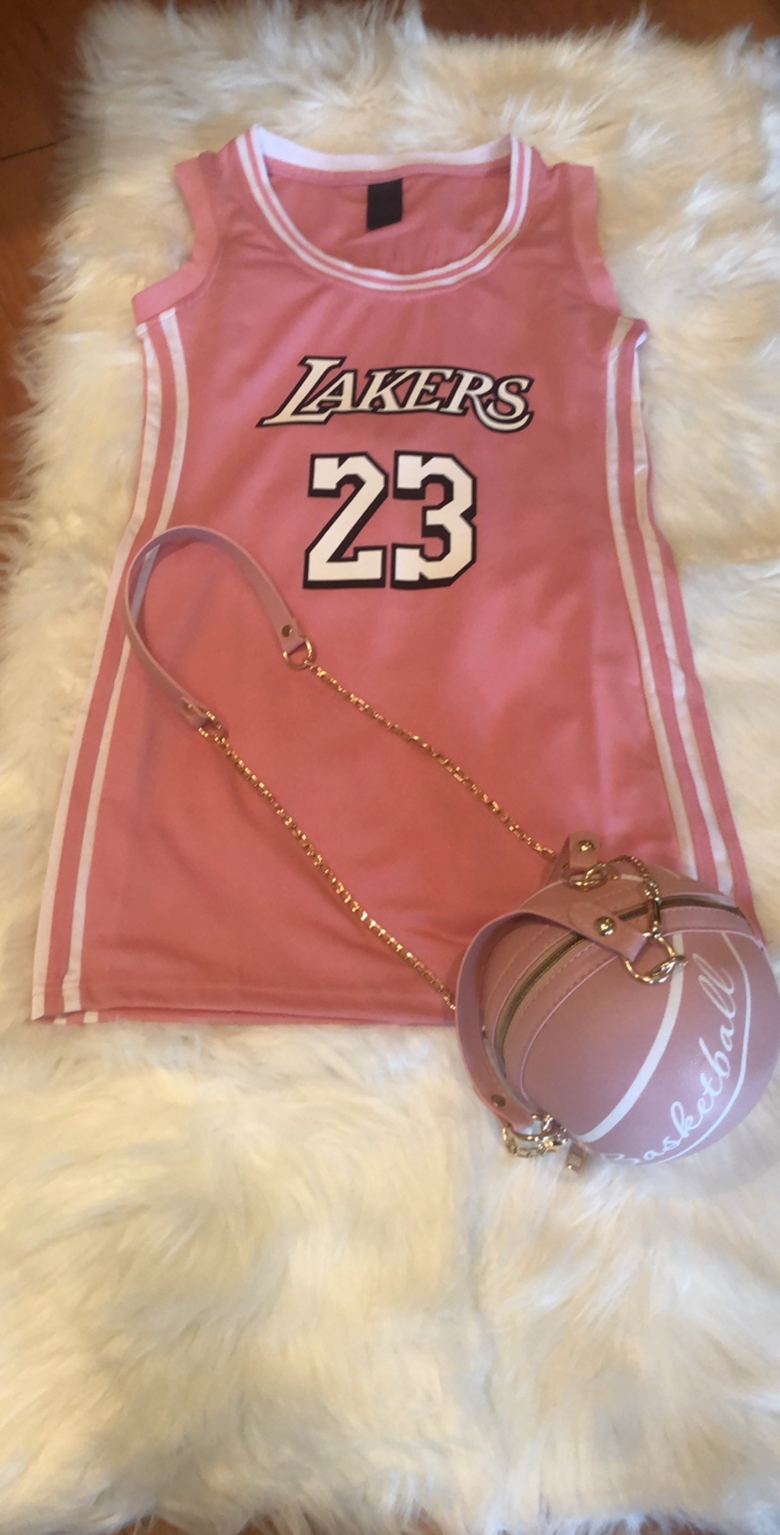 Lakers Pink Jersey Dress & Bag